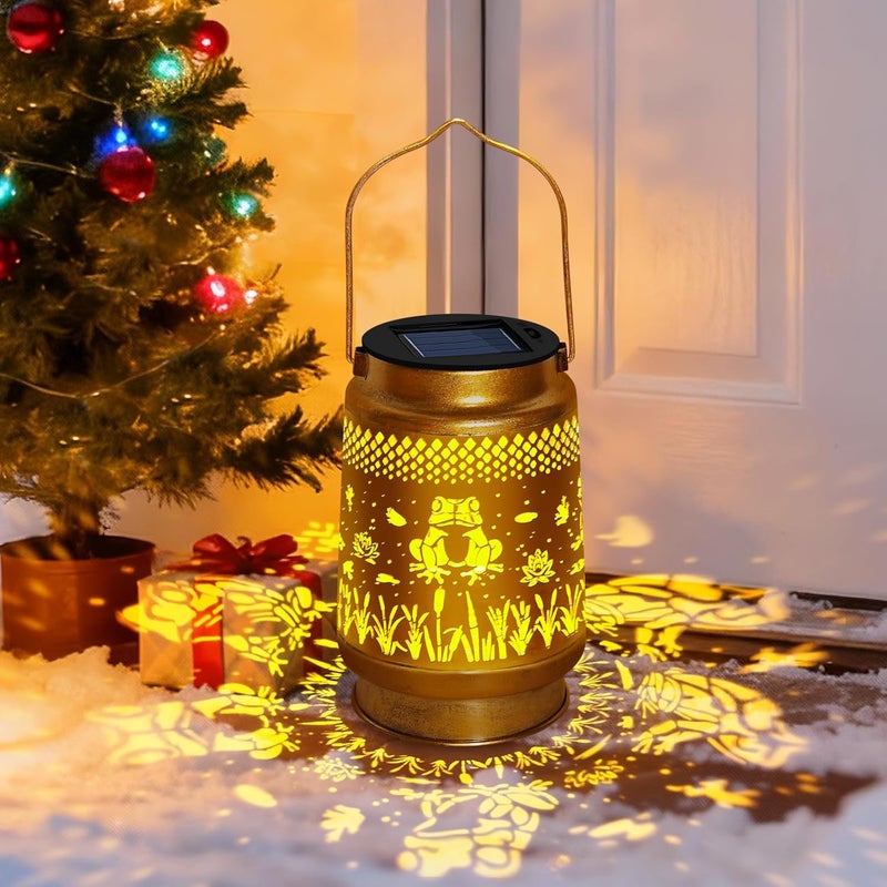 ostritec Christmas Gifts Solar Lanterns Outdoor Waterproof Hanging Solar Lights, Frog Garden Decor Birthday Gifts for Women Mom, Hanging Metal Garden Lights for Yard Patio Lawn Landscape Women Gifts - Image 1